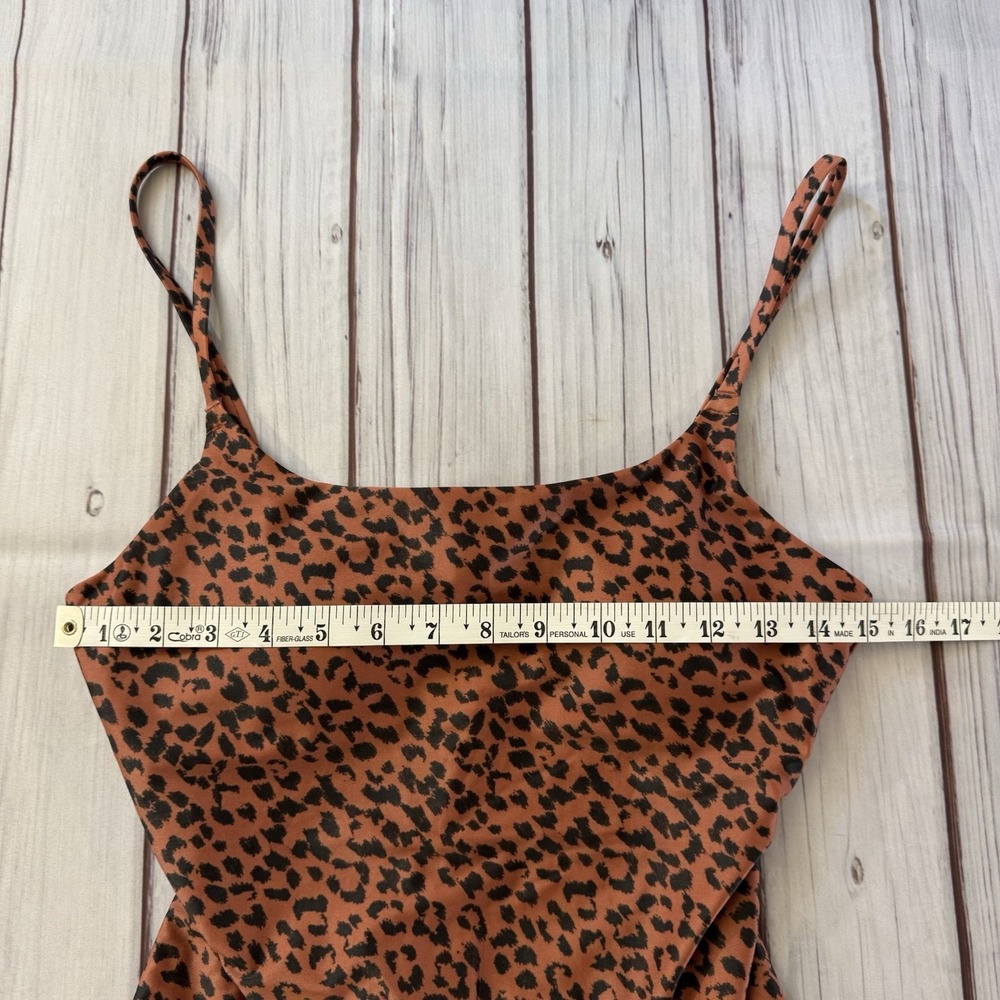 Aerie Leopard Tie Back One Piece Swimsuit Medium Animal Print Full Coverage - Picture 6 of 11